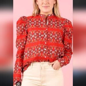 Alix Of Bohemia Scarlet Floral Top